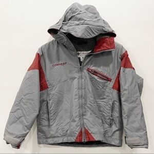 Columbia Vintage Convert Jacket Grey Red Fleece Lined Ski Snow Winter Medium